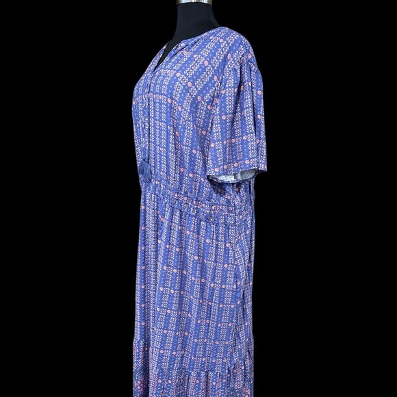Knox Rose Flutter Sleeve Boho Maxi Dress Blue Pink NWT - Picture 6 of 11